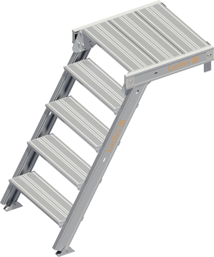 Layher Alu-Treppe 60° ohne Handlauf 0,60x1,20m, mit Plattform #1126805